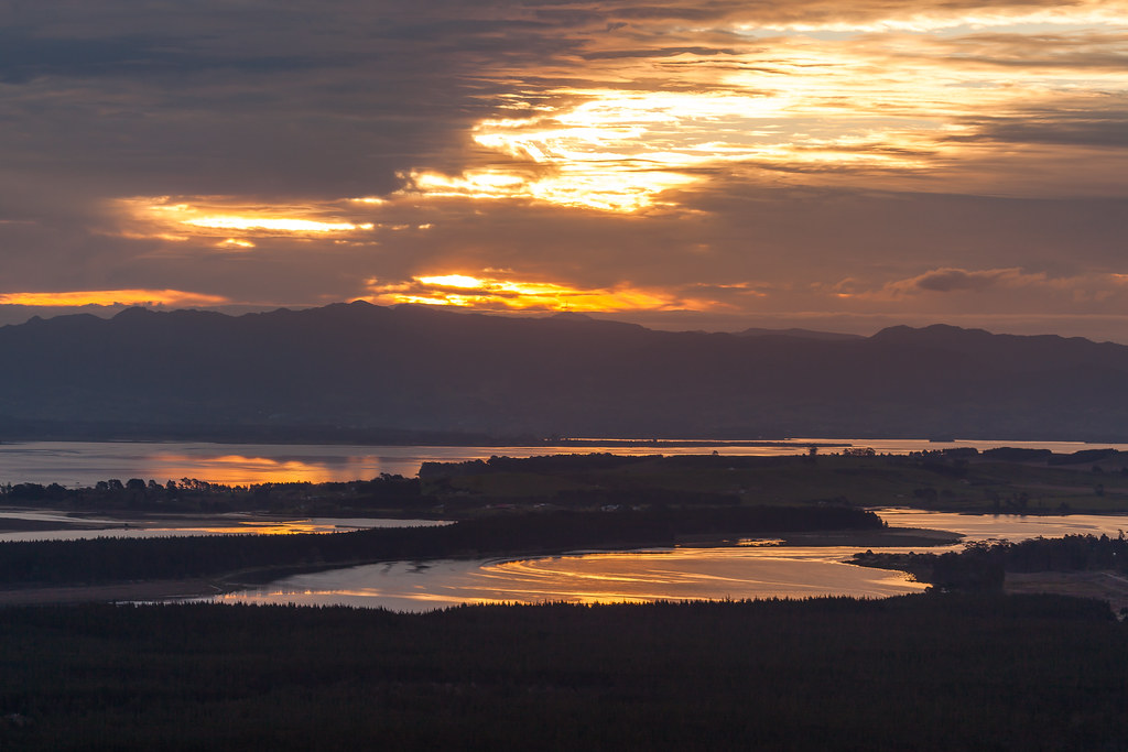 Sunset over Matakana Island and the Tauranga Harbour